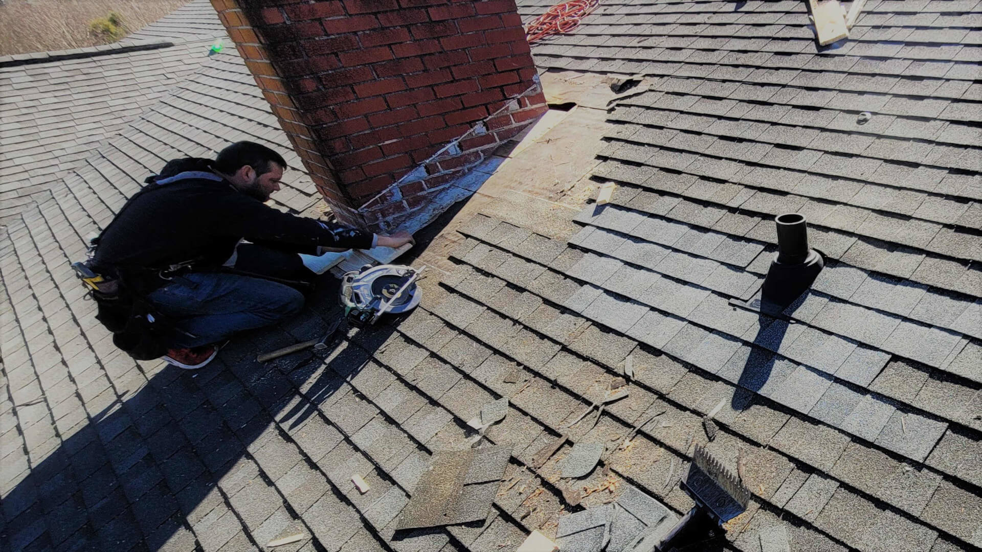 BreakPoint Roofing - Florence repair crew fixing a leaking chimney